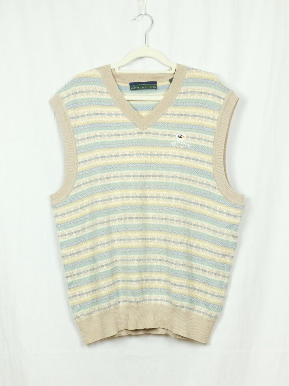 Robert Trent Jones Geometric Baby Alpaca Wool Golf Vest Beige XL